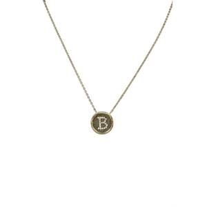 NEW BZK women's initial necklace: circle pave in b
